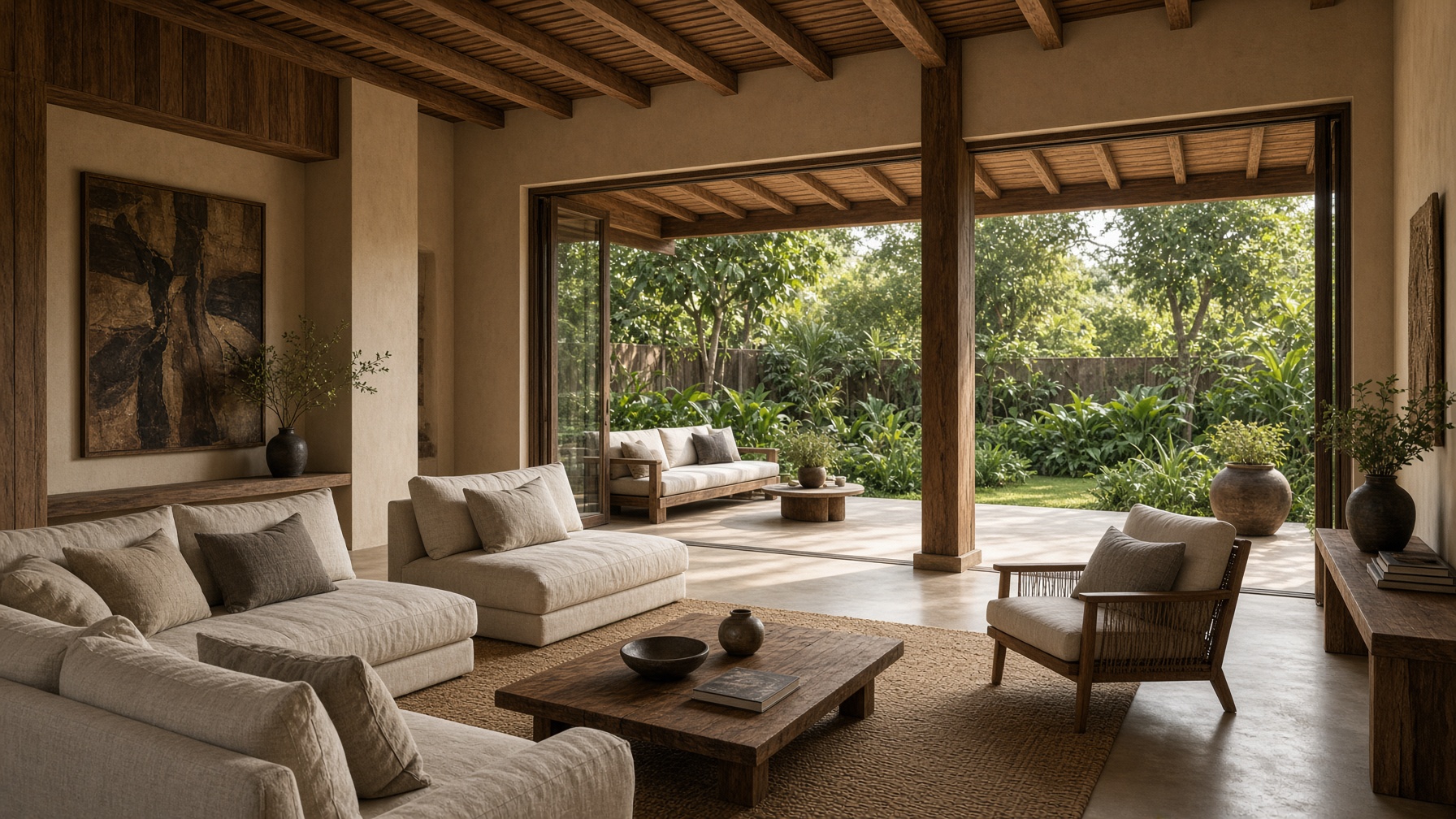 An indoor-outdoor lounge for longer, shared stays
